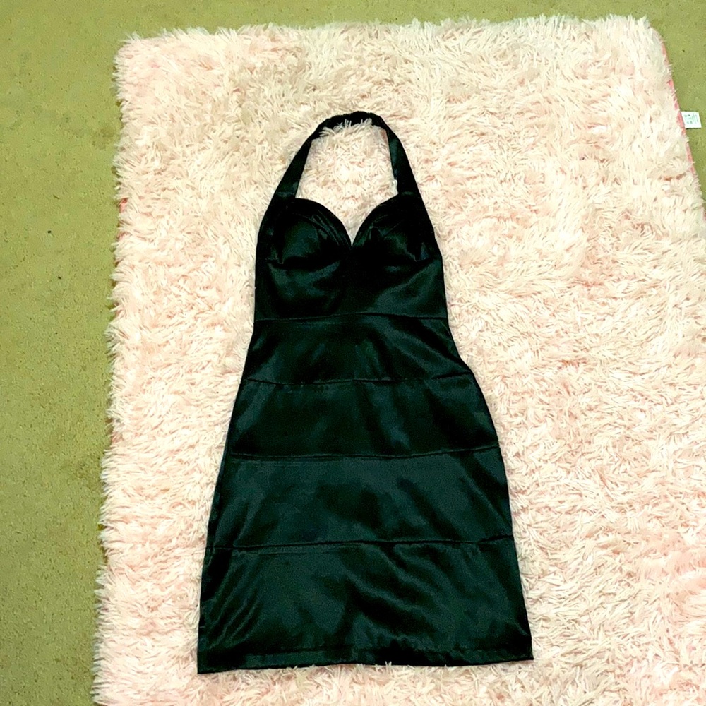 Black bodycon halter dress